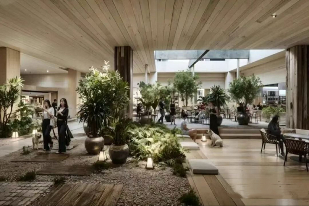 Indoor lounge and garden-like threshold